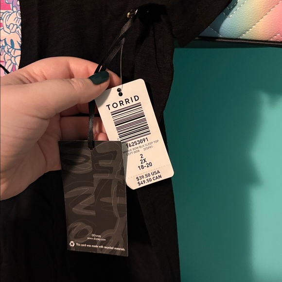 NWT Torrid Sleep Top - Disney Minnie Mouse Bow Black - Picture 9 of 11